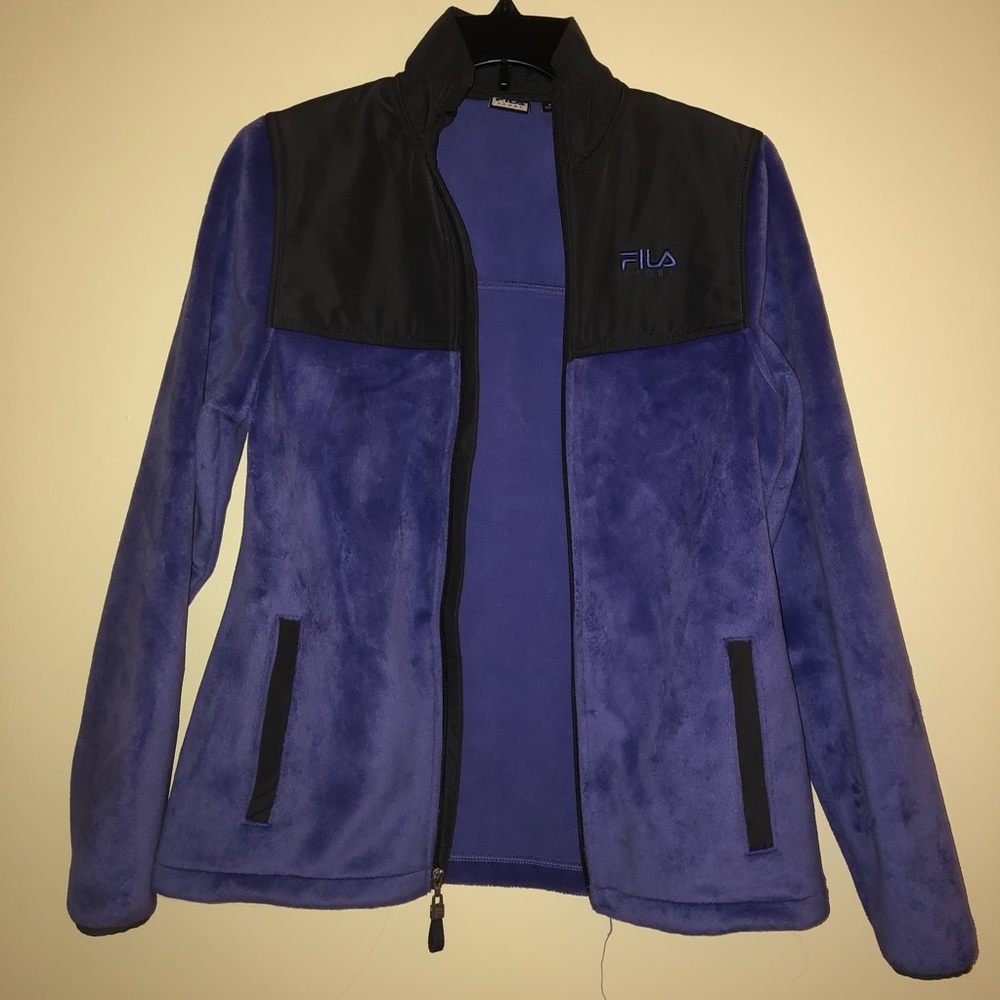 Purple fuzzy Fila sport jacket size XS